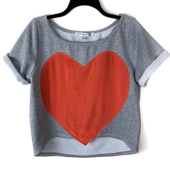 Laugh Cry Repeat Tops - Laugh Cry Repeat Heart Shaped Shirt Size Small